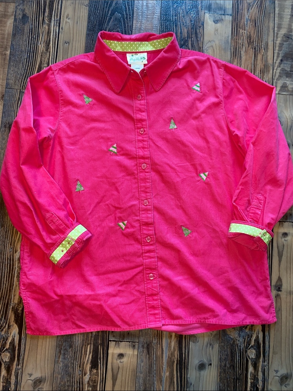 90’s The Quaker Factory Christmas Women’s Hot Pink Button-Down Shirt